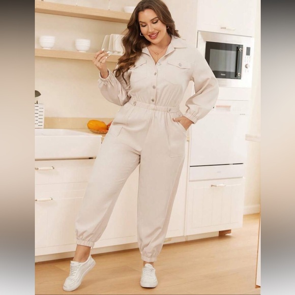 Women's Cream Jumpsuit - Picture 1 of 7
